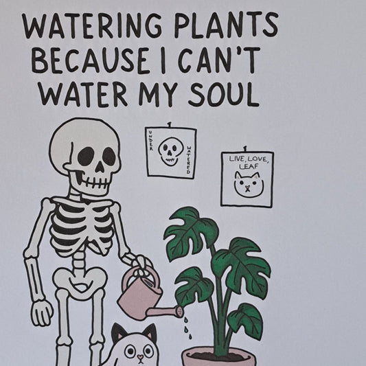 A4 Print "Watering plants..."