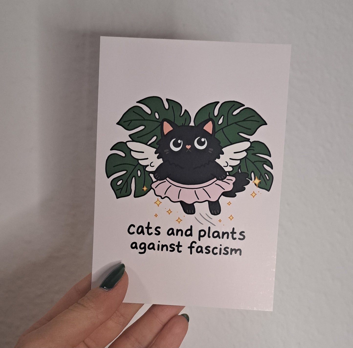 A6 Print "cats&plants against fascism"