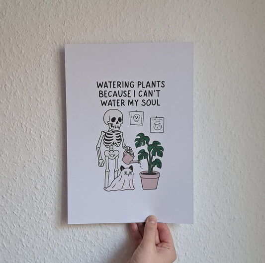 A4 Print "Watering plants..."