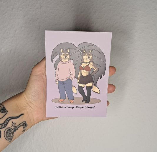 A6 Print "Clothes change."